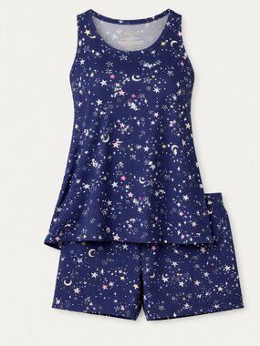 Joyspun Tank + Shorts Pajama Set Navy Celestial Size L NWT